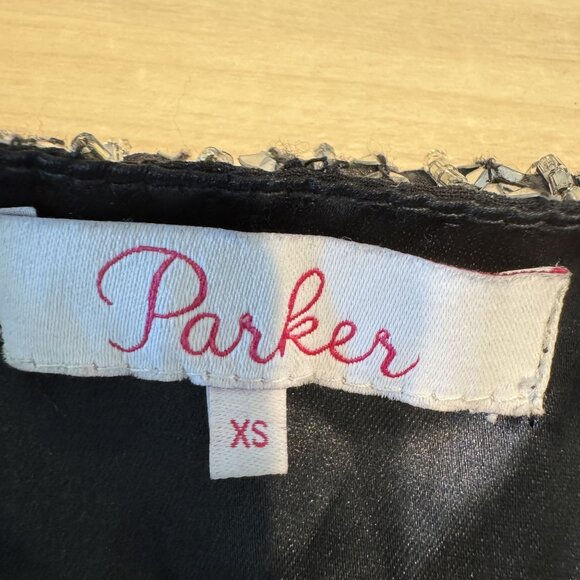 Parker Parker Justine Sequin Ruffled Frill Black Silver Camisole Top X-Small XS - Picture 5 of 9